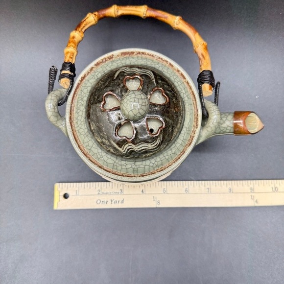 VTG Otagiri SomaWare Somayaki MCM Japan Tea Pot Set Green 6 Cups Golden Horse - Picture 11 of 16